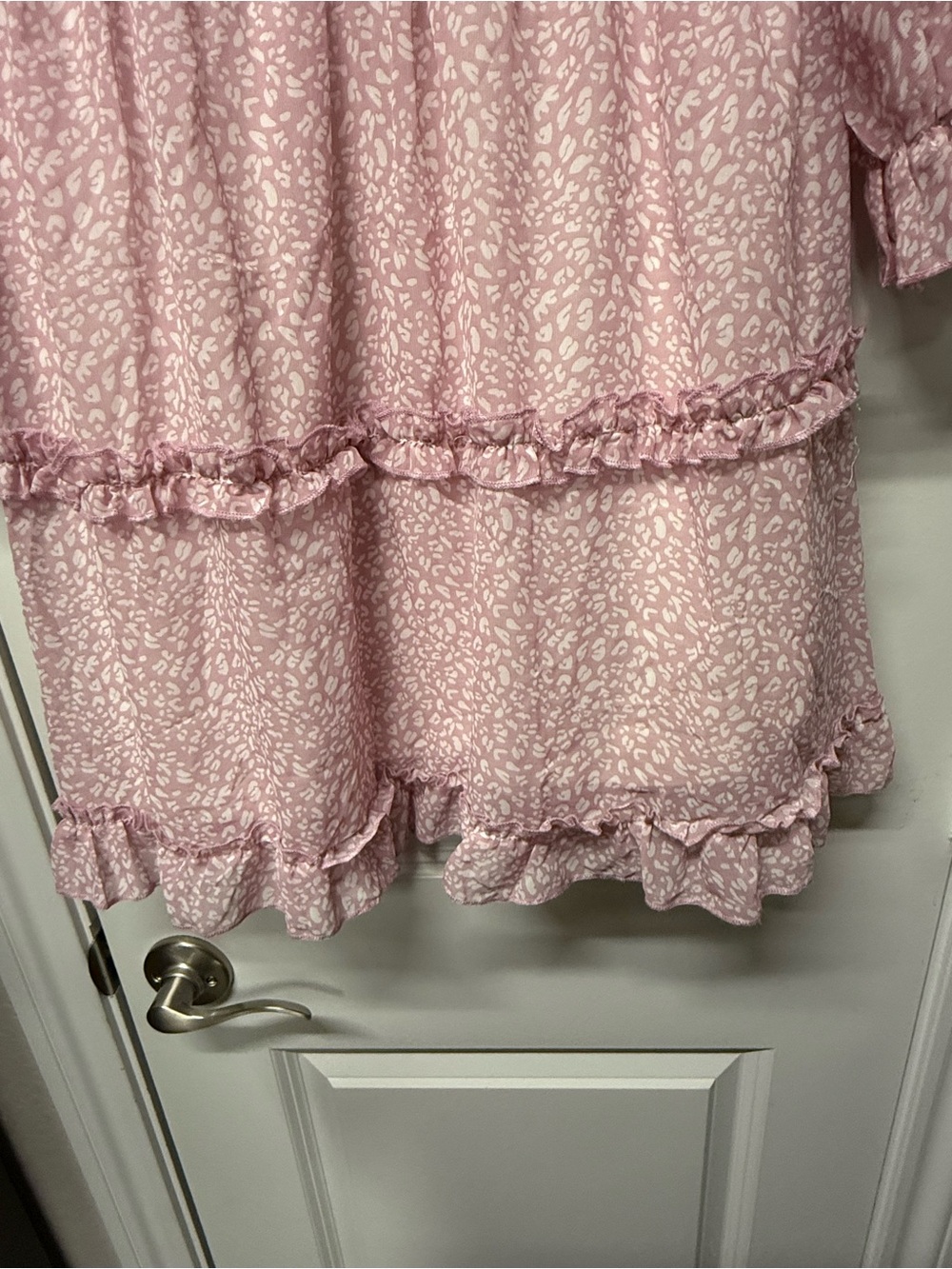 NWT DOKOTOO Pink Ruffle Tiered Mini Dress | Boho Floral | Size L - Picture 5 of 11